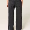 Low-Rise Washed Black Baggy Jeans