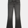 Low-Rise Washed Black Bootcut Jeans