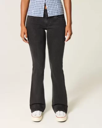 Low-Rise Washed Black Bootcut Jeans