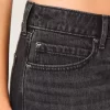 Low-Rise Washed Black Denim Mini Skort
