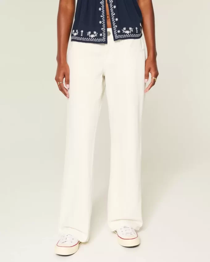 Low-Rise White Baggy Jeans