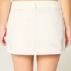 Low-Rise White Denim Mini Skort