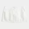 Low-Rise White Denim Mini Skort