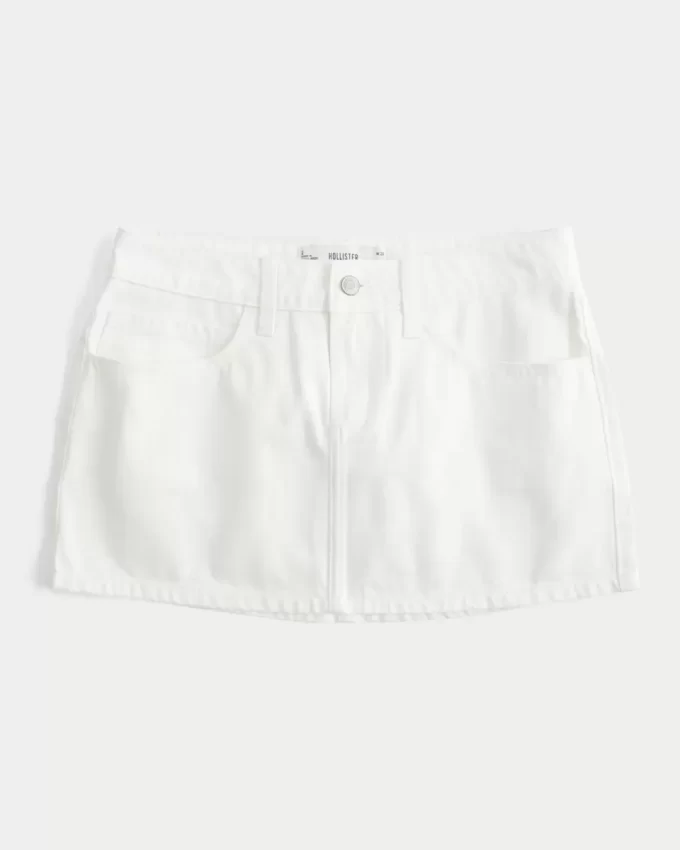 Low-Rise White Denim Mini Skort