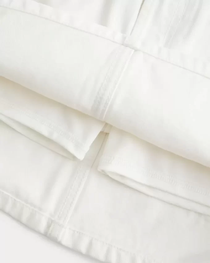 Low-Rise White Denim Mini Skort
