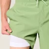 Malibu Beach Graphic Mid-Thigh Volley Swim Trunks