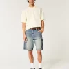 Medium Wash Baggy Denim Painter Shorts