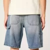 Medium Wash Baggy Denim Painter Shorts