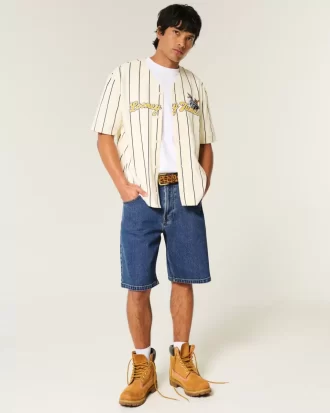 Medium Wash Baggy Denim Shorts