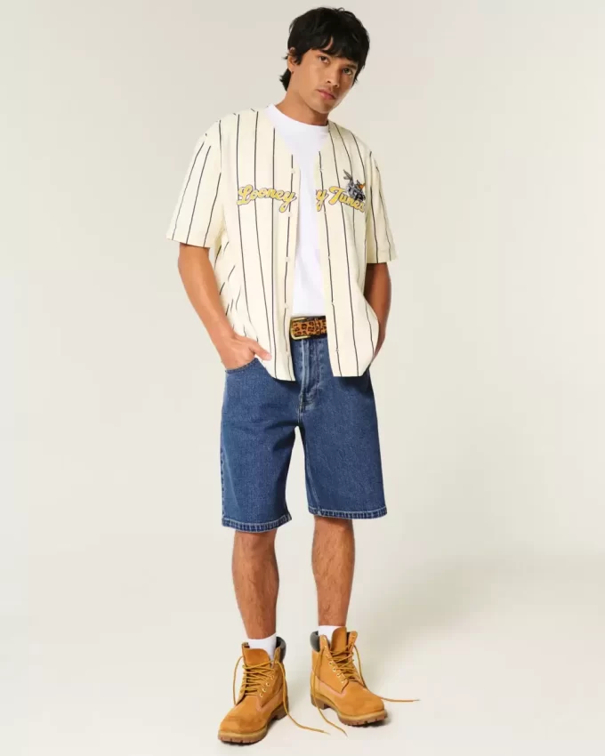 Medium Wash Baggy Denim Shorts