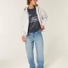 Medium Wash Eagle Graphic Baggy Jeans