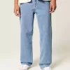 Medium Wash Embroidered Baggy Jeans