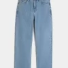 Medium Wash Embroidered Baggy Jeans