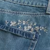 Medium Wash Embroidered Denim Mini Skort