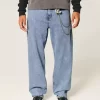 Medium Wash Skater Baggy Jeans