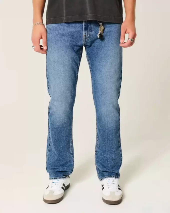 Medium Wash Slim Straight Jeans