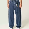Medium Wash Star Graphic Skater Baggy Jeans