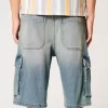 Medium Wash Super Baggy Denim Cargo Shorts