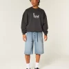 Medium Wash Super Baggy Denim Shorts