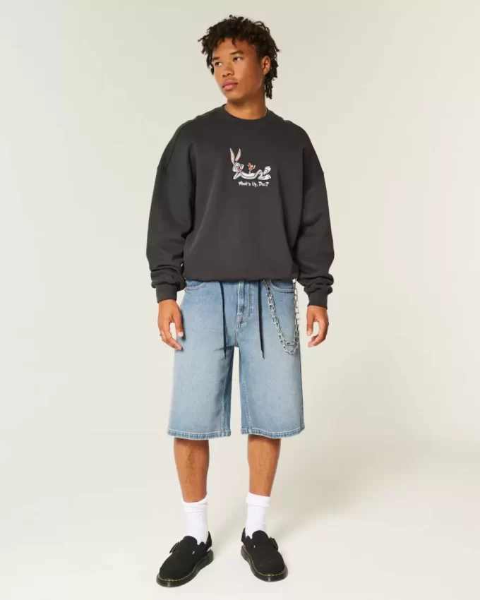 Medium Wash Super Baggy Denim Shorts