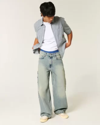 Medium Wash Super Baggy Painter Jeans