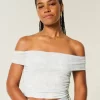 Mesh Foldover Off-the-Shoulder Top Mesh Foldover Off-the-Shoulder Top