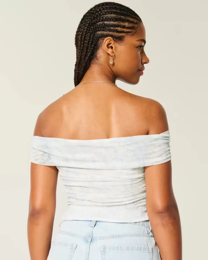 Mesh Foldover Off-the-Shoulder Top Mesh Foldover Off-the-Shoulder Top