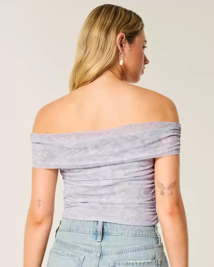 Mesh Foldover Off-the-Shoulder Top Mesh Foldover Off-the-Shoulder Top
