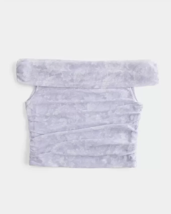 Mesh Foldover Off-the-Shoulder Top Mesh Foldover Off-the-Shoulder Top