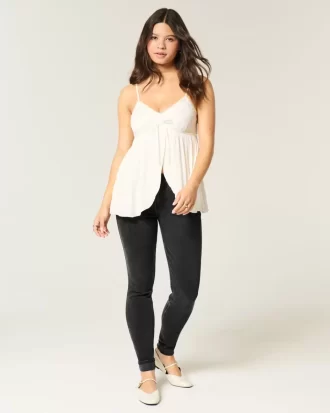Mid-Rise Washed Black Skinny Jeans