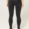 Mid-Rise Washed Black Skinny Jeans