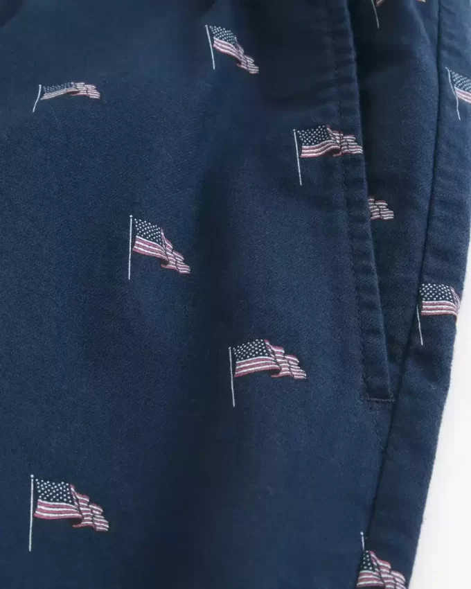 Mid-Thigh American Flag Pattern Pull-On Shorts