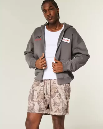 Mid-Thigh Camo Loose Fleece Shorts