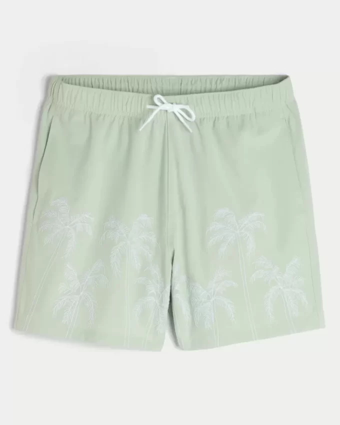 Mid-Thigh Embroidered Volley Swim Trunks