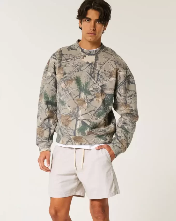 Mid-Thigh Linen-Blend Pull-On Shorts