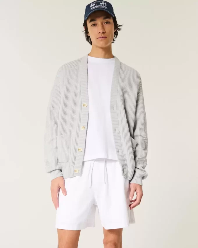 Mid-Thigh Linen-Blend Pull-On Shorts