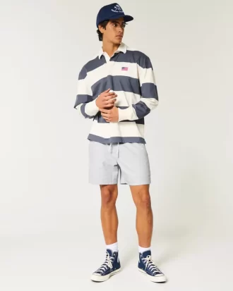 Mid-Thigh Linen-Blend Pull-On Shorts