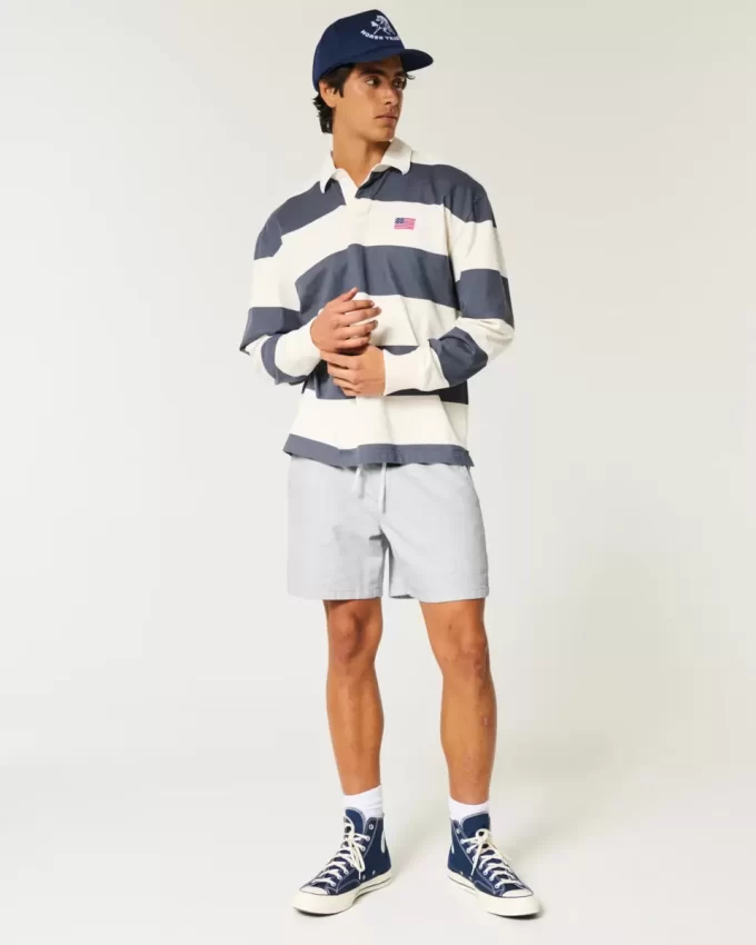 Mid-Thigh Linen-Blend Pull-On Shorts