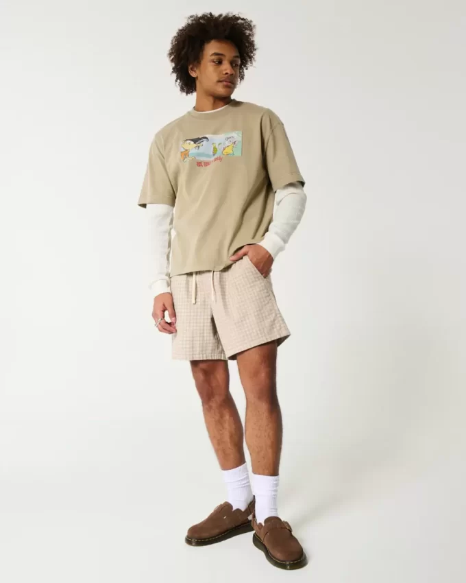 Mid-Thigh Linen-Blend Pull-On Shorts Mid-Thigh Linen-Blend Pull-On Shorts