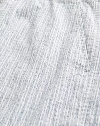 Mid-Thigh Linen-Blend Seersucker Shorts