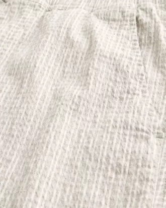 Mid-Thigh Linen-Blend Seersucker Shorts