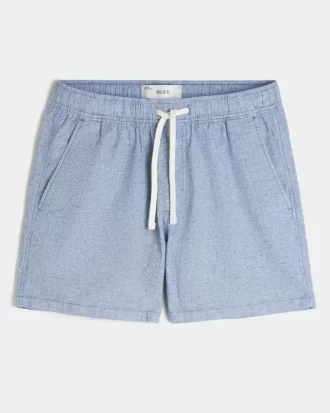 Mid-Thigh Linen-Blend Shorts