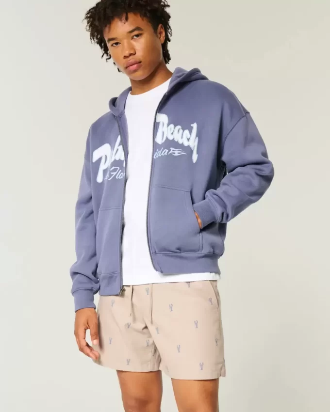 Mid-Thigh Lobster Pattern Pull-On Shorts