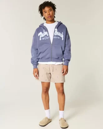 Mid-Thigh Lobster Pattern Pull-On Shorts