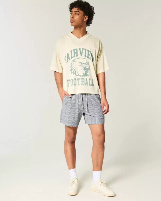 Mid-Thigh Seersucker Pull-On Shorts Mid-Thigh Seersucker Pull-On Shorts