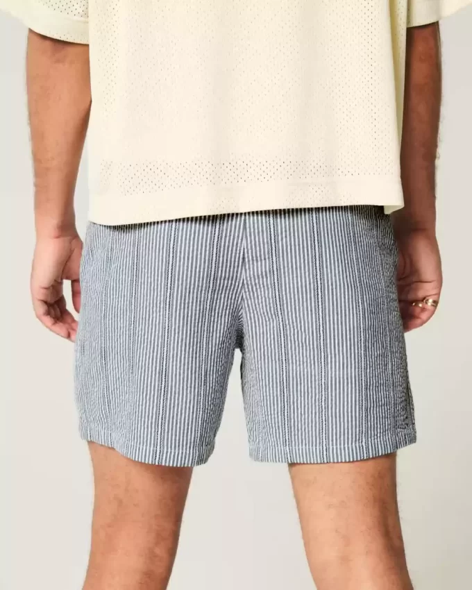 Mid-Thigh Seersucker Pull-On Shorts Mid-Thigh Seersucker Pull-On Shorts