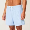 Mid-Thigh Seersucker Volley Swim Shorts