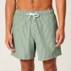 Mid-Thigh Seersucker Volley Swim Shorts