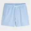 Mid-Thigh Seersucker Volley Swim Shorts
