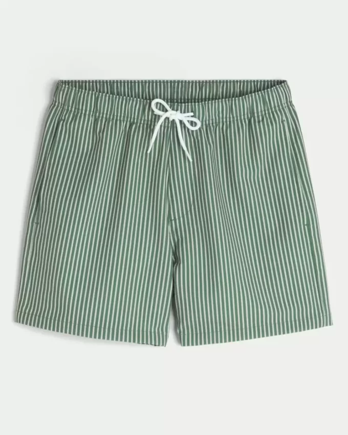 Mid-Thigh Seersucker Volley Swim Shorts